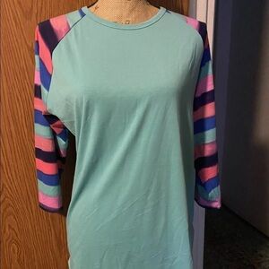 NWT Lularoe Randy Striped Sleeve Size L